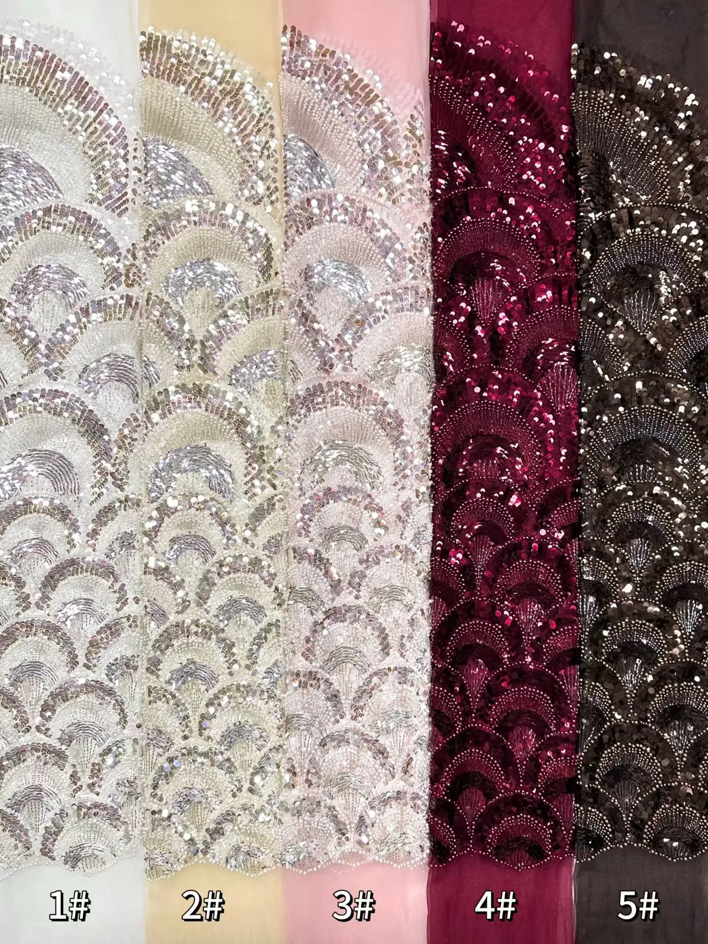 Sequined Scallop Pattern Fabric