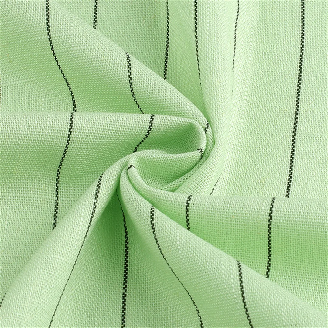 Linen Blend Fabric with Vertical Stripes